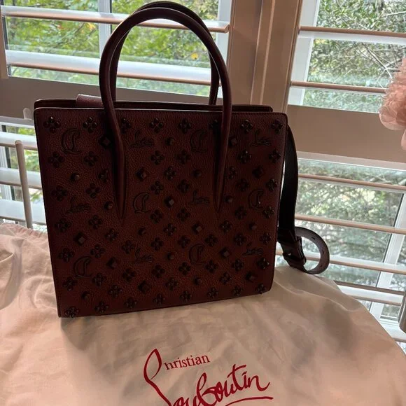 Christian Louboutin Paloma Studded Medium Bag Bordeaux Excellent Condition - Picture 2 of 14